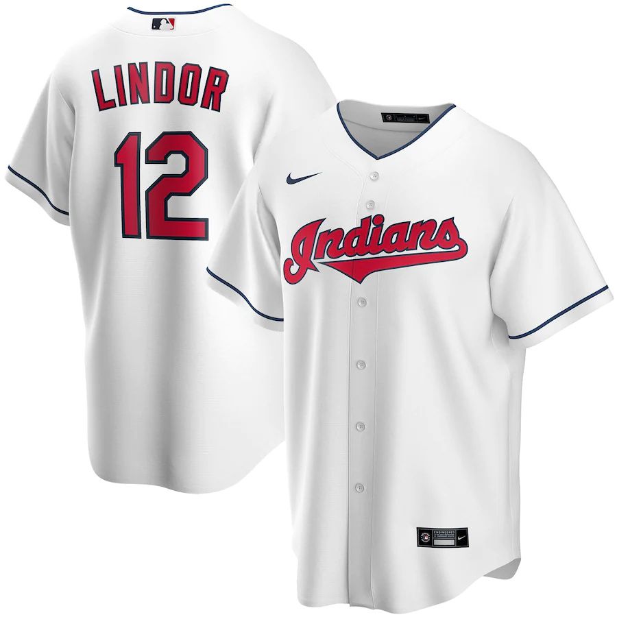 Cheap Youth Cleveland Indians 12 Francisco Lindor Nike White Home Replica Player MLB Jerseys